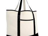 Cotton Canvas Zipper Tote with Bottom &amp; Over Shoulder Handles - photo 1