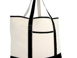 Cotton Canvas Zipper Tote with Bottom & Over Shoulder Handles