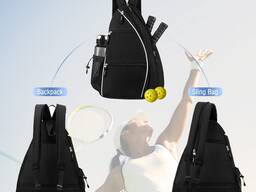 Pickleball Backpack for Women Men Large Capacity Tennis Sling Bag with Fence Hook/Water Bo