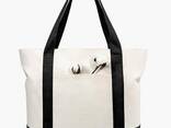 Stylish Canvas Tote Bag with an External Pocket, Top Zipper Closure, Daily Essentials - photo 1
