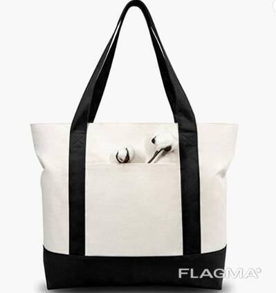 Stylish Canvas Tote Bag with an External Pocket, Top Zipper Closure, Daily Essentials